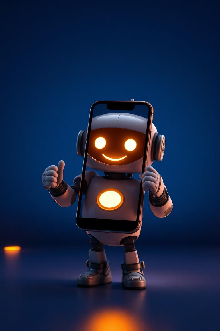 Nhân vật robot hoạt hình 3D của 8386 Digital giới thiệu video dọc trên điện thoại
